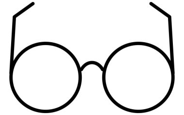 Yuvarlak gözlükler, basit siyah beyaz çizgi çizim ikonu, Vektör İllüstrasyonu