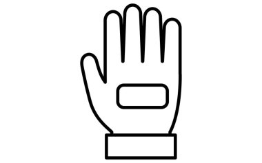 Eldiven, basit siyah beyaz çizgi çizim simgesi, vektör illüstrasyonu