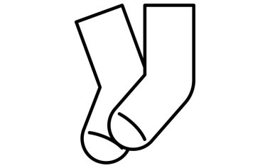 Çoraplar, basit siyah beyaz çizgi çizim ikonu, Vektör İllüstrasyonu