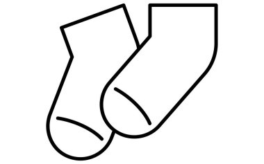 Ayak bileği çorapları, basit siyah beyaz çizgi çizimi giysi ikonu, Vektör İllüstrasyonu