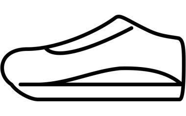 Sneaker, basit siyah beyaz çizgi çizim ikonu, Vektör İllüstrasyonu