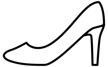 Yüksek topuklu ayakkabılar, basit siyah beyaz çizgiler giysi ikonu, Vektör İllüzyonu