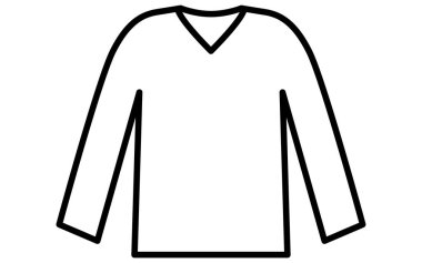 Şamandıra yakalı uzun kollu gömlekler, basit çizgi çizimleri siyah beyaz ikon, Vektör İllüzyonu