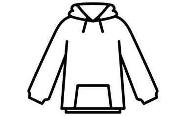 Kapüşonlu kapüşonlu, basit bir çizgi çizimi siyah beyaz, Vektör İllüzyonu