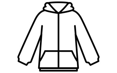 Kapüşonlu kapüşonlu, basit bir çizgi çizimi siyah beyaz, Vektör İllüzyonu