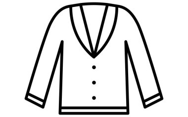 Kalın yakalı hırka, basit bir çizgi çizimi siyah beyaz ikon, Vektör İllüzyonu