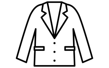 Erkek ceketi, giysi, basit çizgi çizimi siyah beyaz, Vektör İllüzyonu