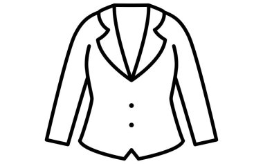 Kadın ceketi, giysi, basit çizgi çizimi siyah beyaz, Vektör İllüzyonu