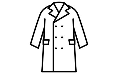 Chester ceketi, Giysiler basit çizim simgesi siyah beyaz, Vektör İllüstrasyonu