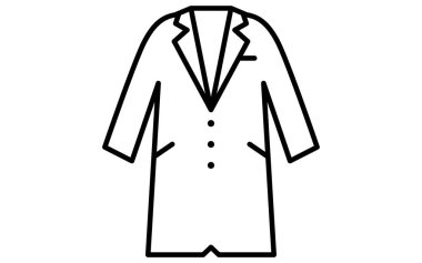 Beyaz bornoz, Giysiler basit çizgi simgesi siyah beyaz, Vektör İllüzyonu