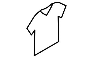 Erkekler V yaka tişörtü, basit izometrik çizgi siyah beyaz ikon çizimi, Vektör İllüzyonu