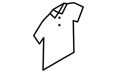 Polo tişört, basit izometrik çizgi siyah beyaz ikon çizimi, Vektör İllüstrasyonu