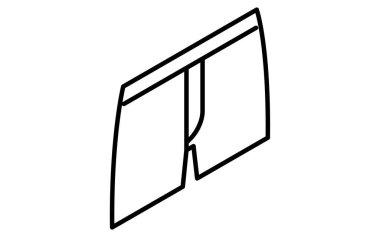 Erkek iç çamaşırı, boxer şort, basit izometrik çizgi simgesi siyah beyaz, Vektör İllüzyonu