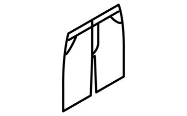 Alt kısımlar, yarı pantolon, basit izometrik çizgi siyah beyaz ikon çizimi, Vektör İllüstrasyonu