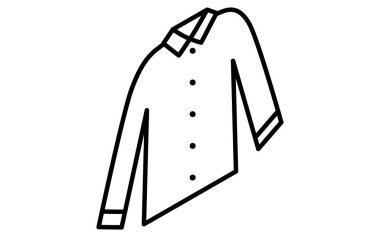 Giysi gömleği, giysi, basit izometrik çizgi siyah beyaz ikon çizimi, Vektör İllüstrasyonu