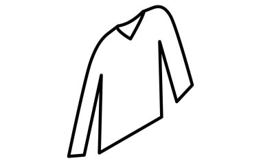 Şamandıra yakalı uzun kollu gömlekler, basit izometrik çizgiler siyah-beyaz çizim ikonu, Vektör İllüstrasyonu