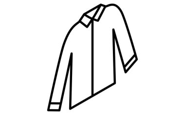 Yakalı iş kıyafetleri, basit izometrik çizgi siyah beyaz ikon çizimi, Vektör İllüzyonu