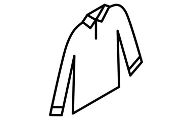 Kazak, giysi, basit izometrik çizgi siyah beyaz ikon çizme, Vektör İllüstrasyonu