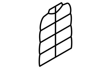 Aşağı yelek, Giysiler basit izometrik çizgi siyah beyaz simge çizme, Vektör İllüstrasyonu