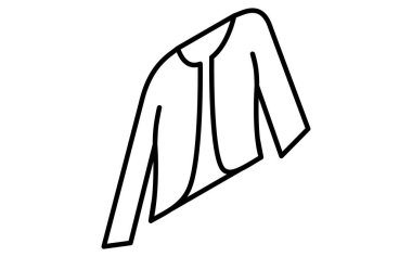 Bolero hırka, giysi, basit izometrik çizgi siyah beyaz ikon çizme, Vektör İllüstrasyonu