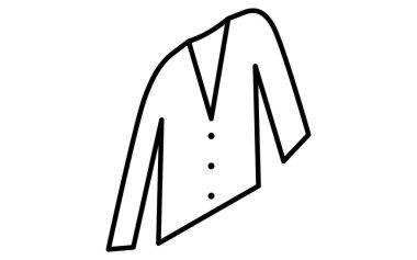 Açık renk hırka, giysi, basit izometrik çizgi siyah beyaz simge çizme, Vektör İllüstrasyonu