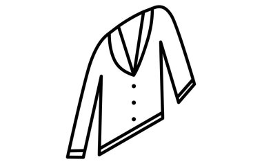 Kalın yakalı hırka, basit izometrik çizgiler siyah beyaz ikon, Vektör İllüzyonu