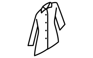 Kadın seyahat ceketleri, kıyafetleri, basit izometrik çizgiler siyah beyaz ikon çizimi, Vektör İllüzyonu