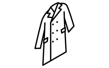 Chester ceketi, Giysiler, basit izometrik çizgi siyah beyaz ikon çizimi, Vektör İllüstrasyonu