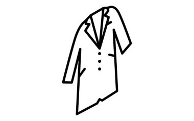 Beyaz bornoz, Giysiler, basit izometrik çizgi siyah beyaz simge çizme, Vektör İllüstrasyonu