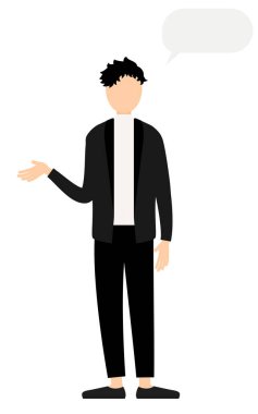 Siyah ceketli bir adamın basit bir tasviri, Vector Illustration