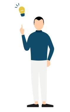 Mavi balıkçı yaka kazaklı bir adamın basit bir tasviri bir fikre ilham veriyor, Vektör İllüzyonu.