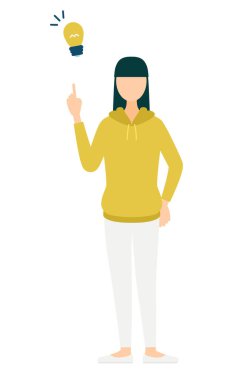 Haki renkli parka giymiş bir kadının basit bir tasviri bir fikre ilham veriyor, Vektör İllüzyonu.