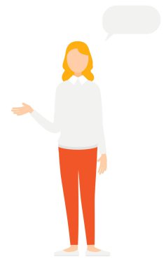 Gri kazaklı bir kadının basit bir tasviri, Vector Illustration