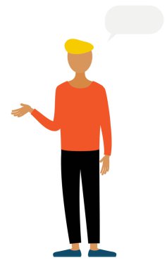 Kırmızı gömlekli bir adamın basit bir tasviri, Vektör İllüstrasyonu.