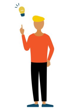 Kırmızı gömlekli bir adamın basit bir tasviri bir fikre ilham veriyor, Vektör İllüzyonu.