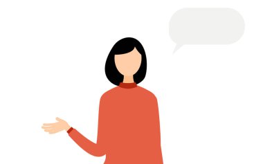 Kırmızı balıkçı yaka kazaklı bir kadının basit bir tasviri, Vektör İllüzyonu