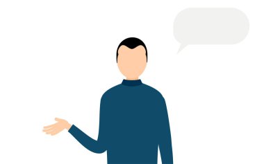 Mavi balıkçı yaka kazaklı bir adamın basit bir tasviri, Vektör İllüzyonu