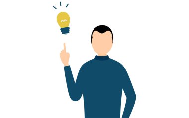 Mavi balıkçı yaka kazaklı bir adamın basit bir tasviri bir fikre ilham veriyor, Vektör İllüzyonu.