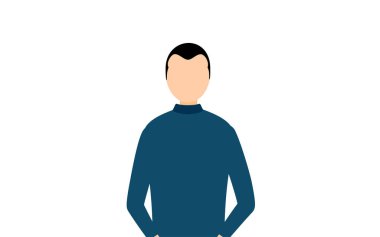 Mavi balıkçı yaka kazaklı bir adamın basit bir çizimi, Vektör Çizimi