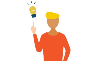 Kırmızı gömlekli bir adamın basit bir tasviri bir fikre ilham veriyor, Vektör İllüzyonu.