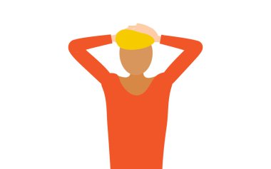 Elleri başının arkasında olan kırmızı gömlekli bir adamın basit bir tasviri, Vector Illustration