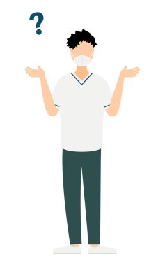 Siyah saçlı bir erkek hemşirenin basit bir tasviri.