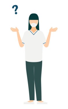 Uzun saçlı bir hemşirenin basit bir çizimi, Vektör Illustration.