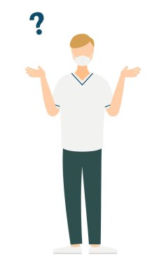 Kahverengi saçlı bir erkek hemşirenin basit bir tasviri, Vector Illustration
