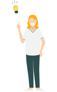 Sarışın bir kadın hemşirenin basit bir tasviri bir fikre ilham veriyor, Vektör İllüzyonu.