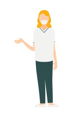 Gri kazaklı bir kadının basit bir tasviri, Vector Illustration