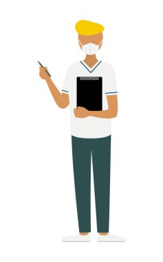 Vekil olan bir erkek hemşirenin basit bir çizimi, Vector Illustration.