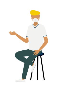 Vekil bir hemşireyle bir sandalyede oturmuş Vector Illustration 'ın basit bir tasviri.