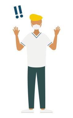 Bir erkek hemşirenin, bir naibin elini kaldırmasının basit bir gösterimi, Vector Illustration.