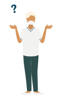 Platin sarışını sorgulayan kadın hemşirenin basit bir çizimi, Vector Illustration